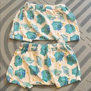 The Bonnie Mob Sea Shell Patterned Baby Shorts, Set of 2